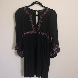 Black Dress with floral embroidered detailing